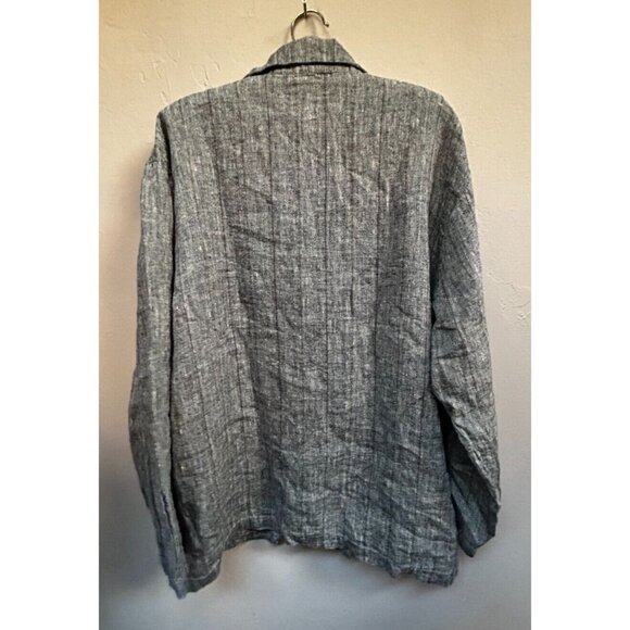 Via Vai by Pollero Button Front Long Sleeve Textured Linen Jacket Medium Gray - Picture 1 of 8